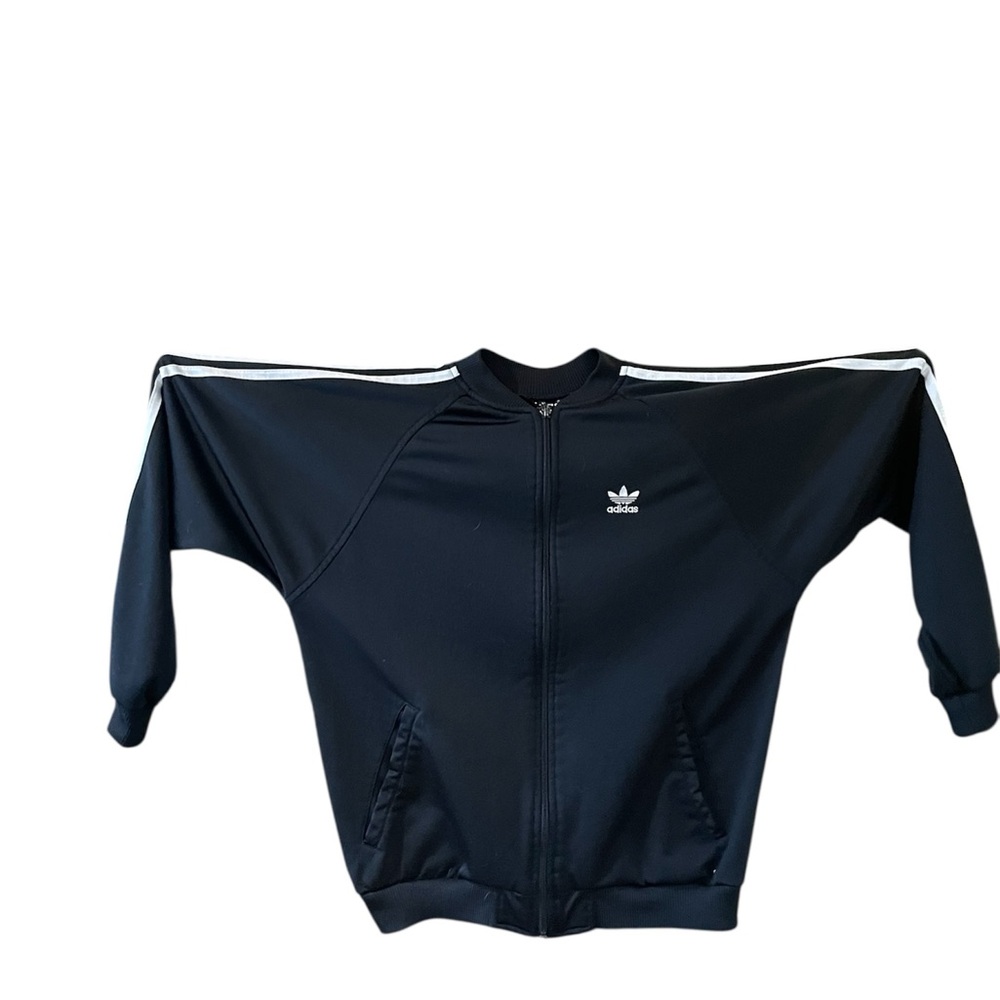 Adidas Black Track Jacket with White Accents